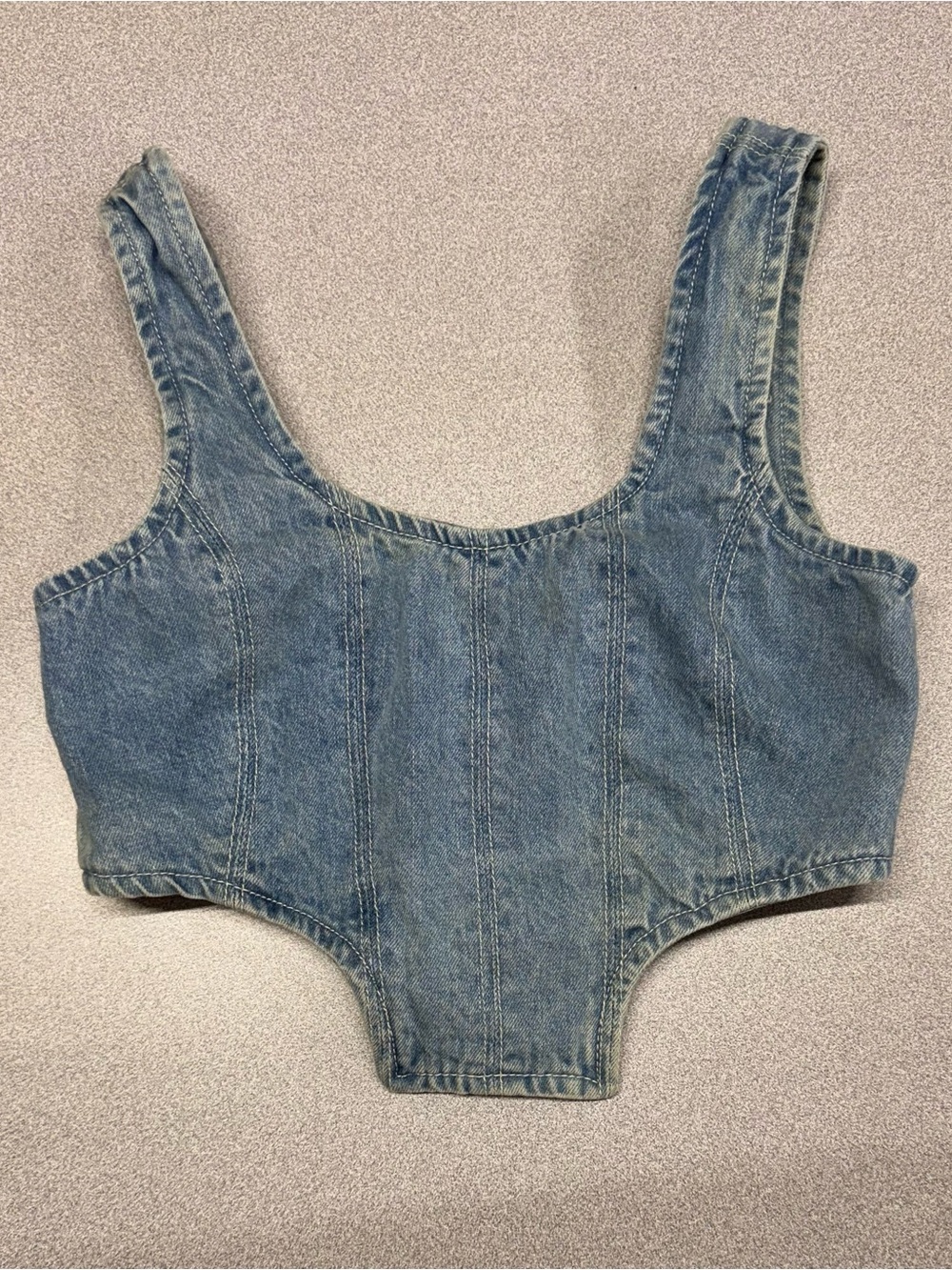 Simons Blue Denim Corset Crop Top